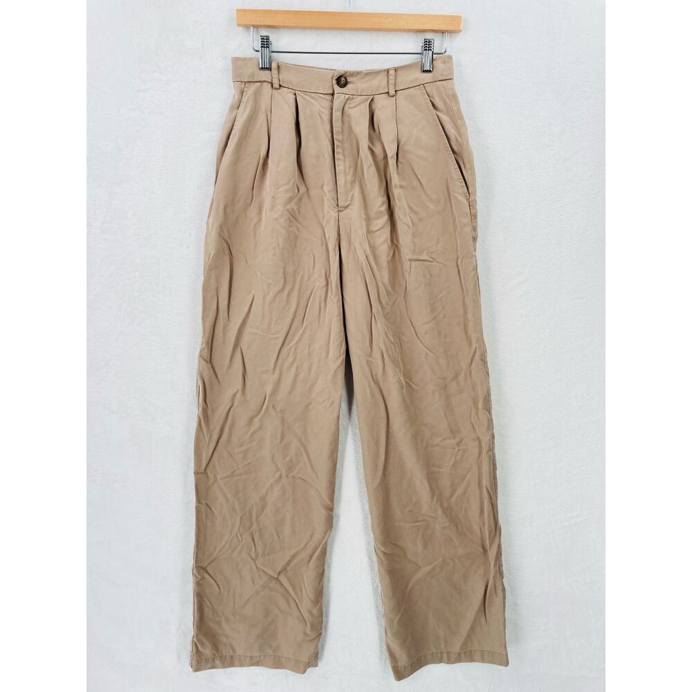 Reformation Pants Womens 6 Tan High Rise Wide Leg Pleated Tencel Lyocell USA